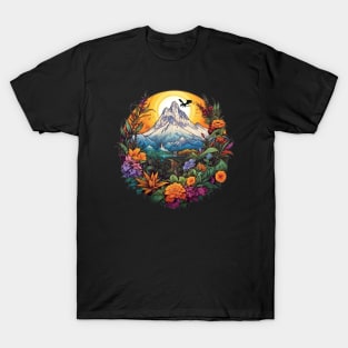 The Lonely Mountain by Sunset - Colorful Illustration - Fantasy T-Shirt